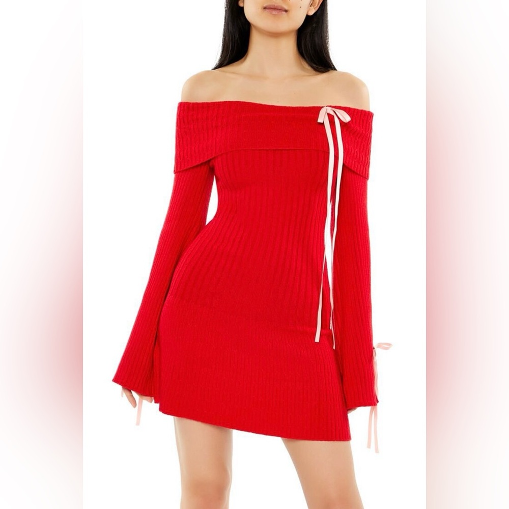 Bow Sweater Mini Dress